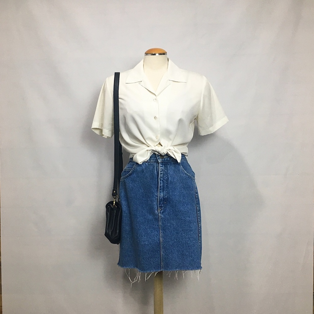 Vintage Ivory Button-down Blouse